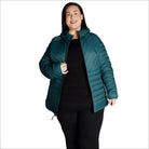Teal quilted hooded jacket from Women’s 1X-6X Plus Packable Down Snow Country Outerwear