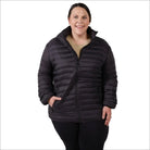 Black puffer jacket from Sportcaster Women’s Plus Size Packable Down Jacket 1X CLEARANCE