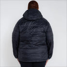 Women’s Plus Size Padded Black Hooded Jacket Packable Down Outerwear for Spring Fall