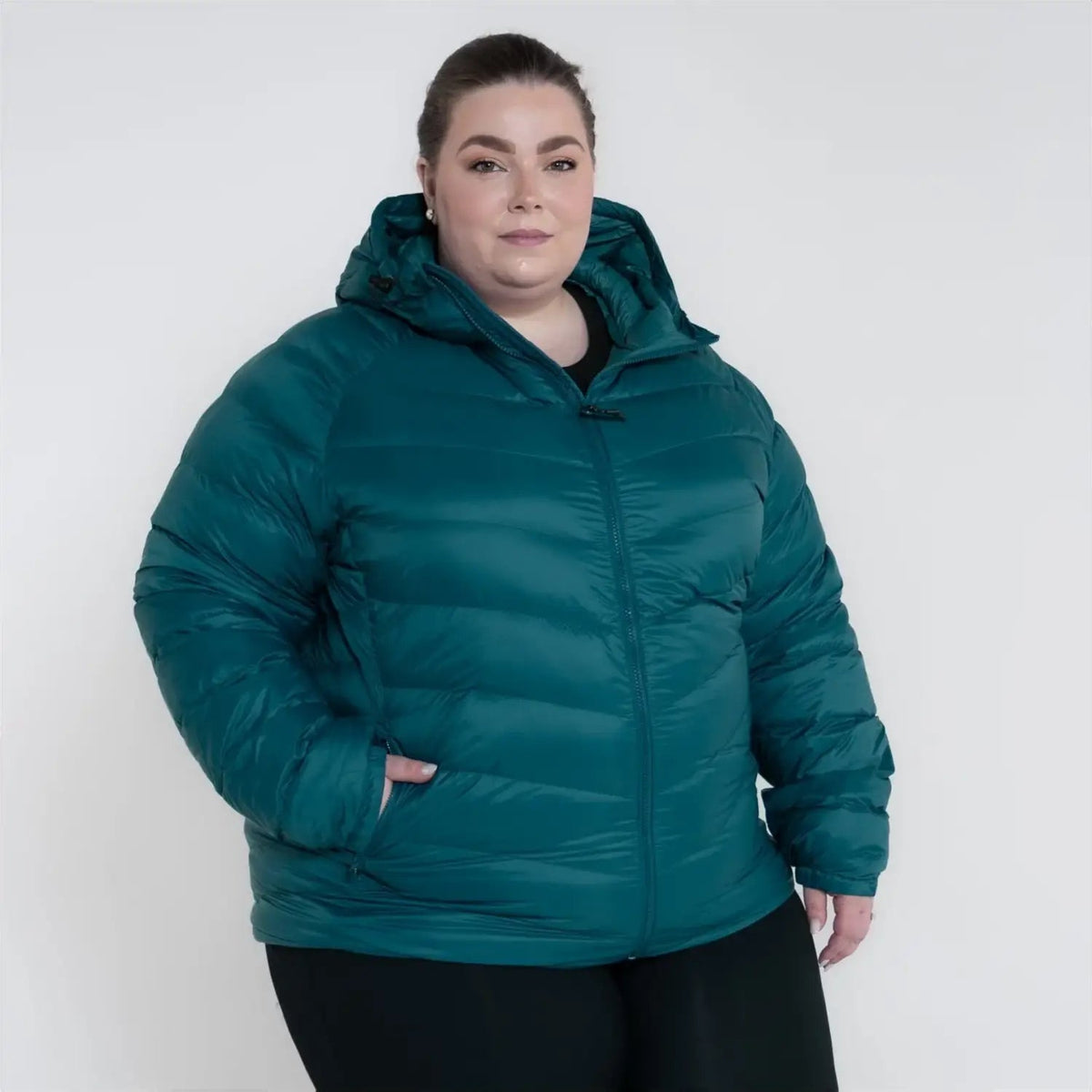 Teal puffer jacket with hood from Women’s Plus Size Packable Down Jacket Outerwear