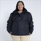 Black hooded puffer jacket from Snow Country Outerwear Women’s Plus Size Ski Coat