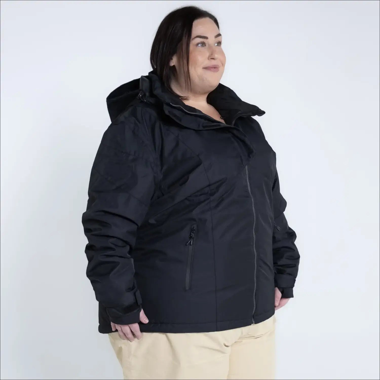 Black hooded winter jacket from Snow Country Outerwear Women’s Plus Size Ski Coat