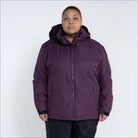 Plum-colored hooded winter jacket from Snow Country Outerwear Women’s Plus Size Ski Coat