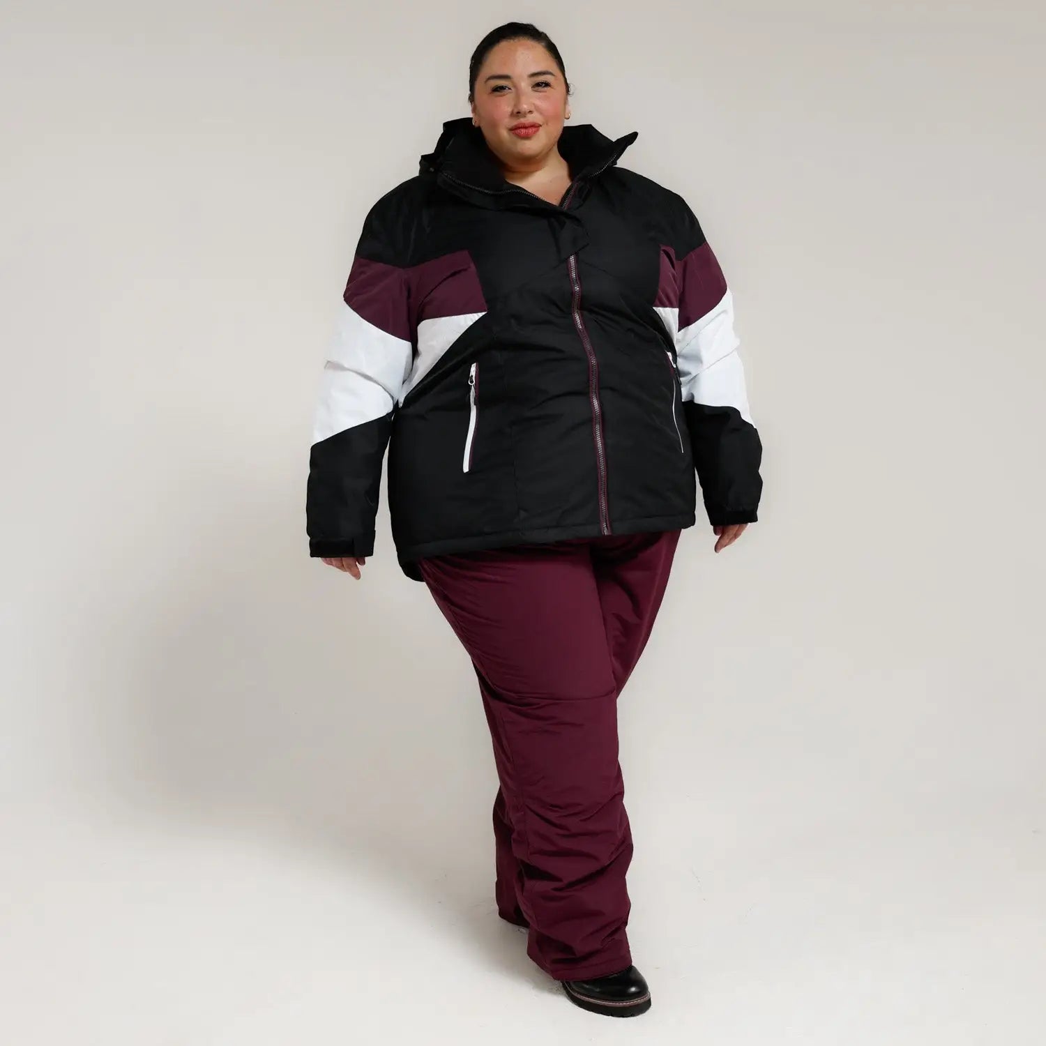 Plus-size color-blocked winter jacket and pants from Snow Country Outerwear for women