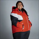 Red, white, and black Snow Country women’s plus size insulated ski jacket
