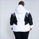 White black and gray hooded winter jacket from Snow Country Outerwear Plus Size Ski collection