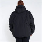 Black hooded puffer jacket from Snow Country Outerwear Fortress Winter Ski Coat for women