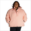 Woman wearing a pink puffer jacket from Snow Country Outerwear Fortress Plus Size Ski Coat