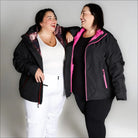 Two women wearing black winter jackets from Women’s Plus Size 1X-6X Winter Down Alternative 3in1 Coat Jacket Snow Country Outerwear Alps
