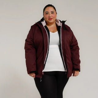 Women’s Plus Size Burgundy Winter Down Alternative 3-in-1 Coat Jacket Snow Country Outerwear