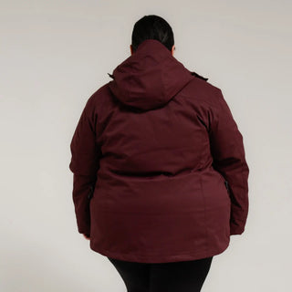 Maroon hooded winter coat for women plus size 1X-6X, 3-in-1 snow country outerwear