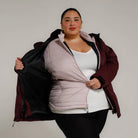 Plus size Burgundy and light pink layered winter coat for women snow country outerwear