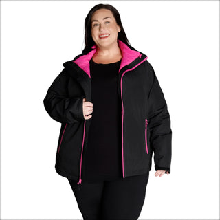 plus size ski jacket 1X / Black Hot Pink