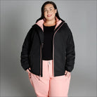 Women’s Plus Size Winter Down Alternative Ski Jacket and Pants in Black and Pink