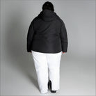 Black hooded winter jacket and white snow pants from Women’s Plus Size 1X-6X Winter Coat set
