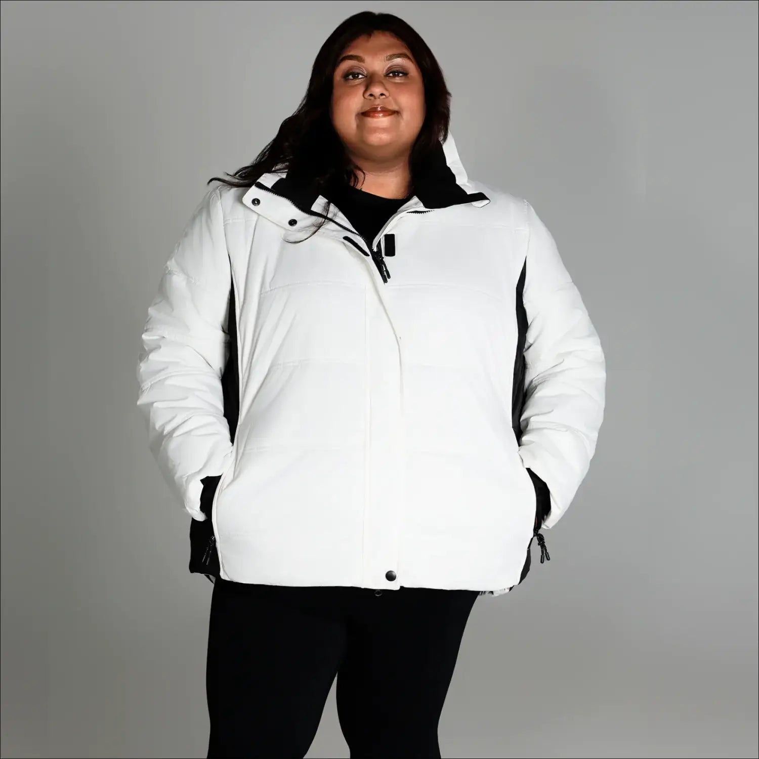 White and black puffer jacket from Snow Country Outerwear Womens Aspen Ski Coat