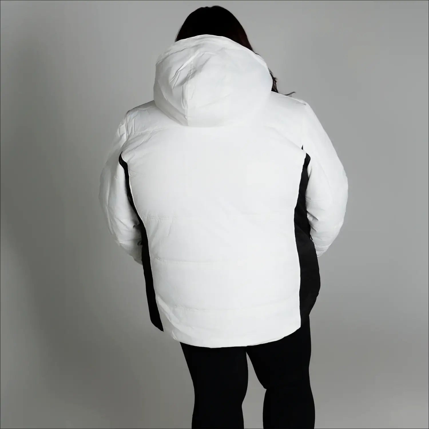 White and black hooded puffer jacket from Snow Country Outerwear Womens Aspen Ski Coat