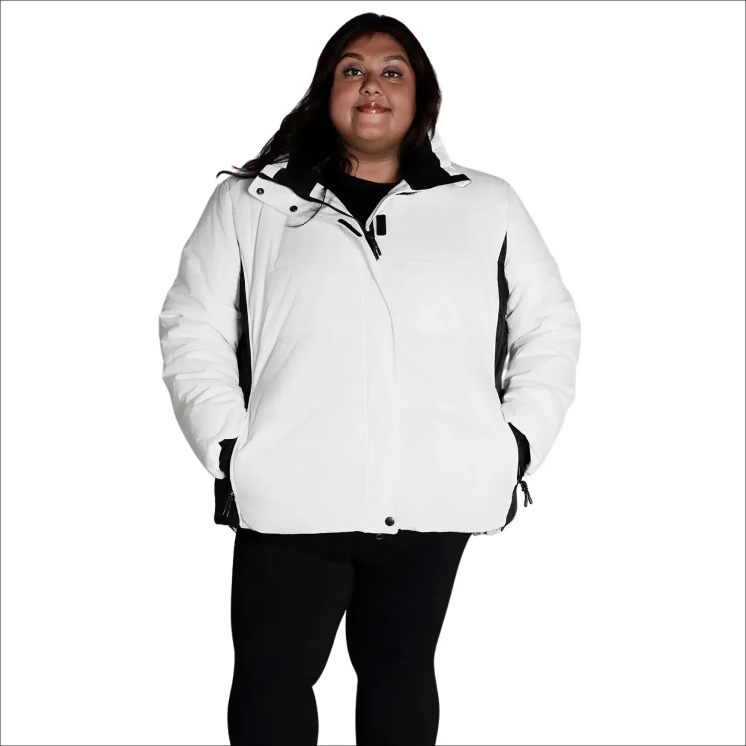 White and black puffer jacket from Snow Country Outerwear Womens Aspen Ski Jacket Coat