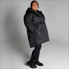 Women’s Plus Size 1X-6X oversized black quilted transitional long jacket