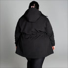 Women’s Plus Size Stowe 1X-6X Black Hooded Parka Mid Length Soft Shell Jacket