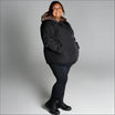 Black winter coat with fur trim from Women’s Plus Size Alta Faux Fur Soft Shell Jacket Coat Fall Spring