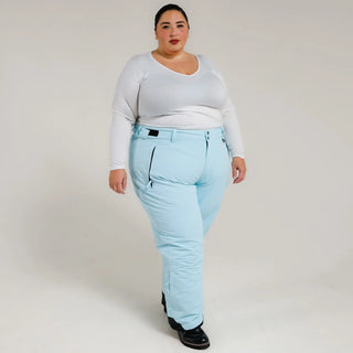 Light blue insulated snow pants for women from Snow Country Outerwear, plus size ski wear
