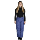 Woman wearing blue Snow Country Outerwear insulated ski pants ideal for snowboarding