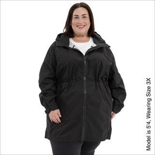Women's Plus Size 1X-6X Windsor Long Trench Coat Rain Jacket