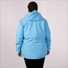 Light blue patterned hooded women’s plus size rain jacket waterproof windbreaker