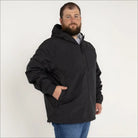 Black hooded jacket from Men’s Big 2XL-7XL Rain Jacket Rugged Rainier Windbreaker Coat
