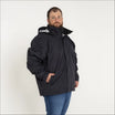Black hooded rain jacket displayed in Men’s Big 3XL-7XL Windbreaker Outerwear