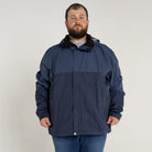 Two-tone blue hooded rain jacket for Men in Big 3XL-7XL size, spring and winter outdoor wear