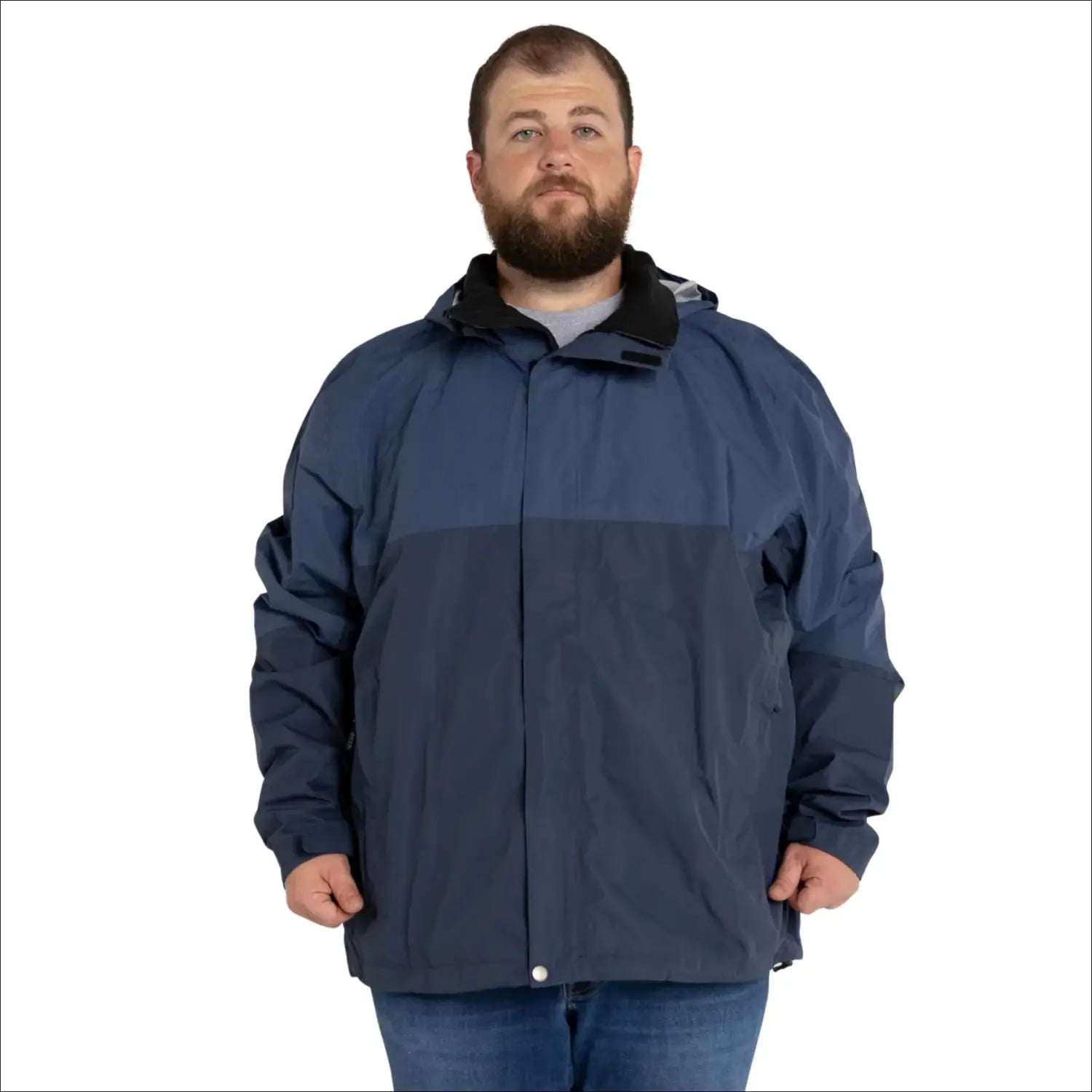 Two-tone blue rain jacket Men’s Big 3XL-7XL Windbreaker Cloudburst coat Outerwear
