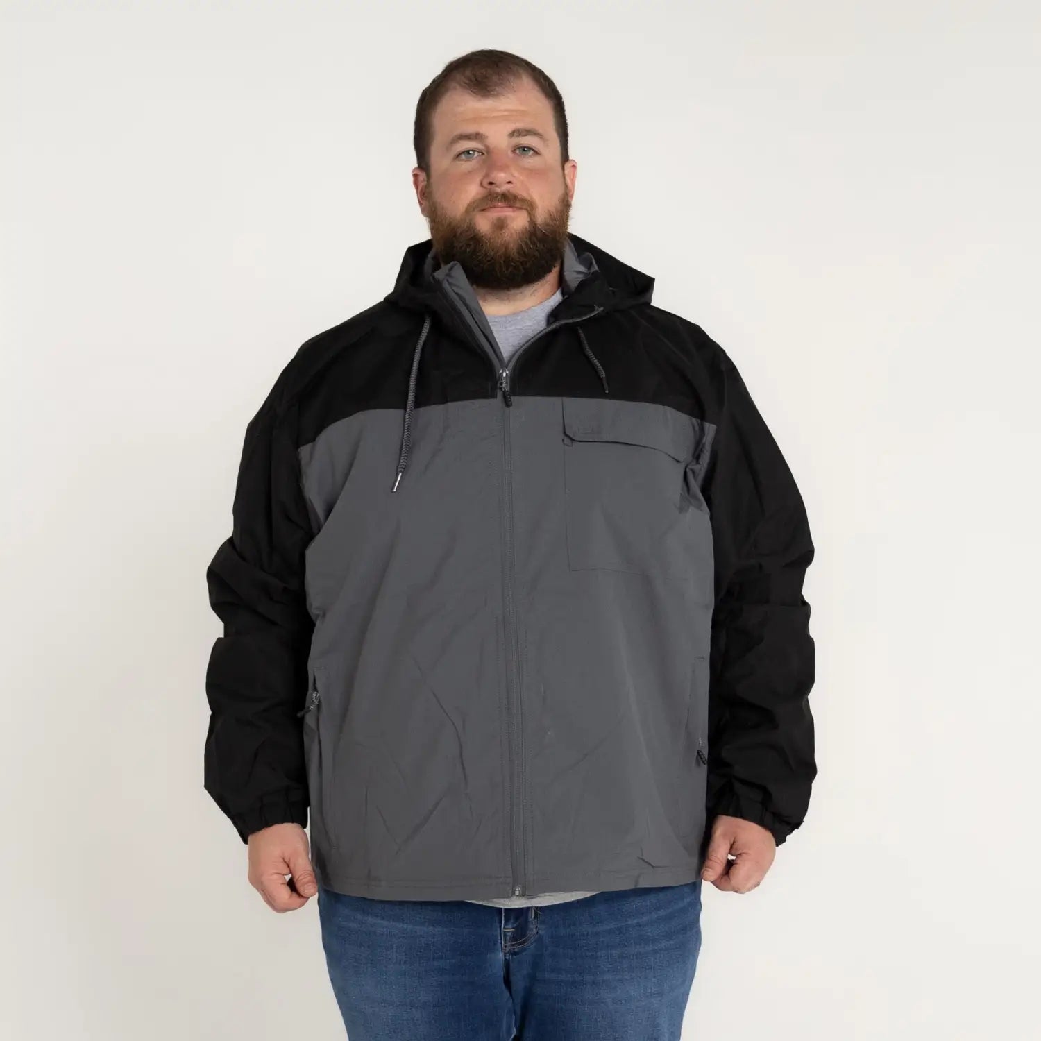 Two-tone hooded jacket from Snow Country Outerwear 3X-7X Men’s Big Rain Jacket Windbreaker
