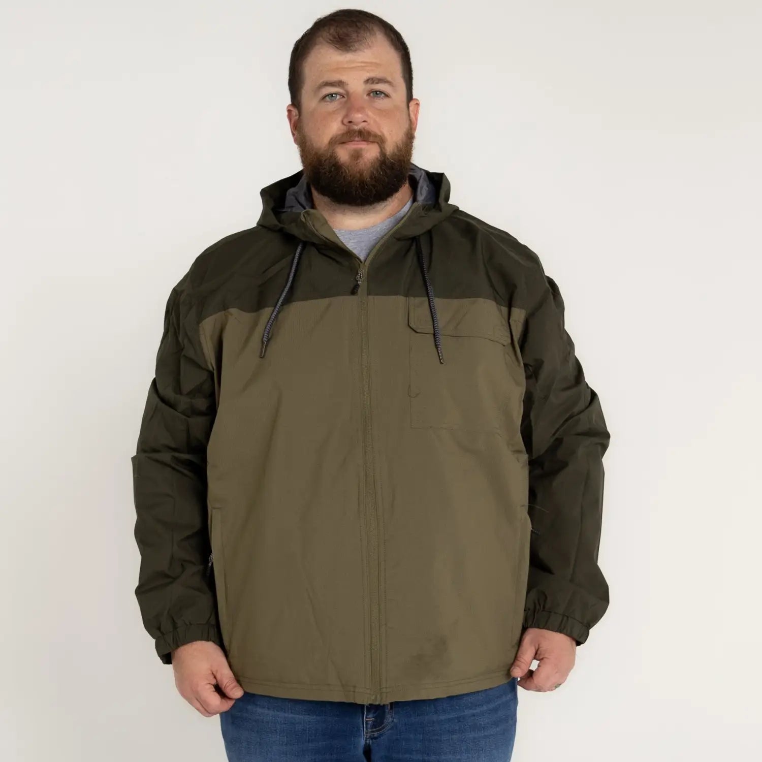 Olive green hooded jacket from Snow Country Outerwear 3X-7X Men’s Big Rain Jacket Windbreaker