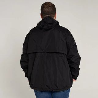 Black hooded jacket from Snow Country Outerwear Mens Packable Rain Jacket collection