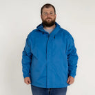 Blue hooded rain jacket from Snow Country Outerwear for men in big sizes 3XL-7XL
