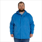 Blue hooded rain jacket from Snow Country Outerwear in big sizes 3XL to 7XL