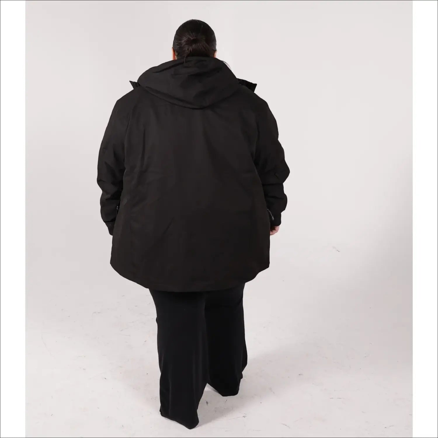 Women’s Plus Size Winter Down Alternative 3-in-1 Hooded Coat in Black for Snow Country
