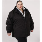 Plus size black hooded puffer jacket for women winter 3-in-1 snow country outerwear