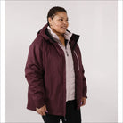 Burgundy hooded winter coat displayed in Women’s Plus Size 1X-6X Winter Down Alternative jacket