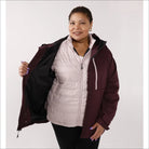 Women’s Burgundy winter coat with removable vest in Plus Size 1X-6X, snow country outerwear
