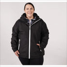 Plus size black hooded winter down alternative 3-in-1 coat jacket for snowy country outdoor wear