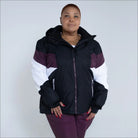 Color-blocked hooded puffer jacket from Snow Country Outerwear Women’s Plus Size Ski Coat