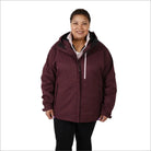 Burgundy hooded winter jacket from Women’s Plus Size 1X-6X 3-in-1 Down Alternative Coat