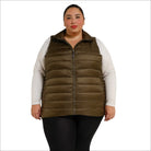 Olive green puffer vest for women plus size 1X-6X synthetic down outerwear