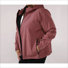 Mauve hooded softshell jacket for women plus size 1X-6X, spring fall outerwear
