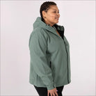 Sage green hooded jacket for women plus size Micro Fleece Soft Shell spring fall outerwear