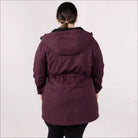 Plus size Burgundy hooded parka from the Women’s Stowe Mid Length Soft Shell Jacket collection