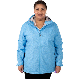 1X-2X Women’s Plus Size Rain Jacket Printed Wind Breaker Waterproof